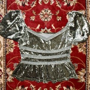 the velvet fairy top with puff sleeves and lace cutouts